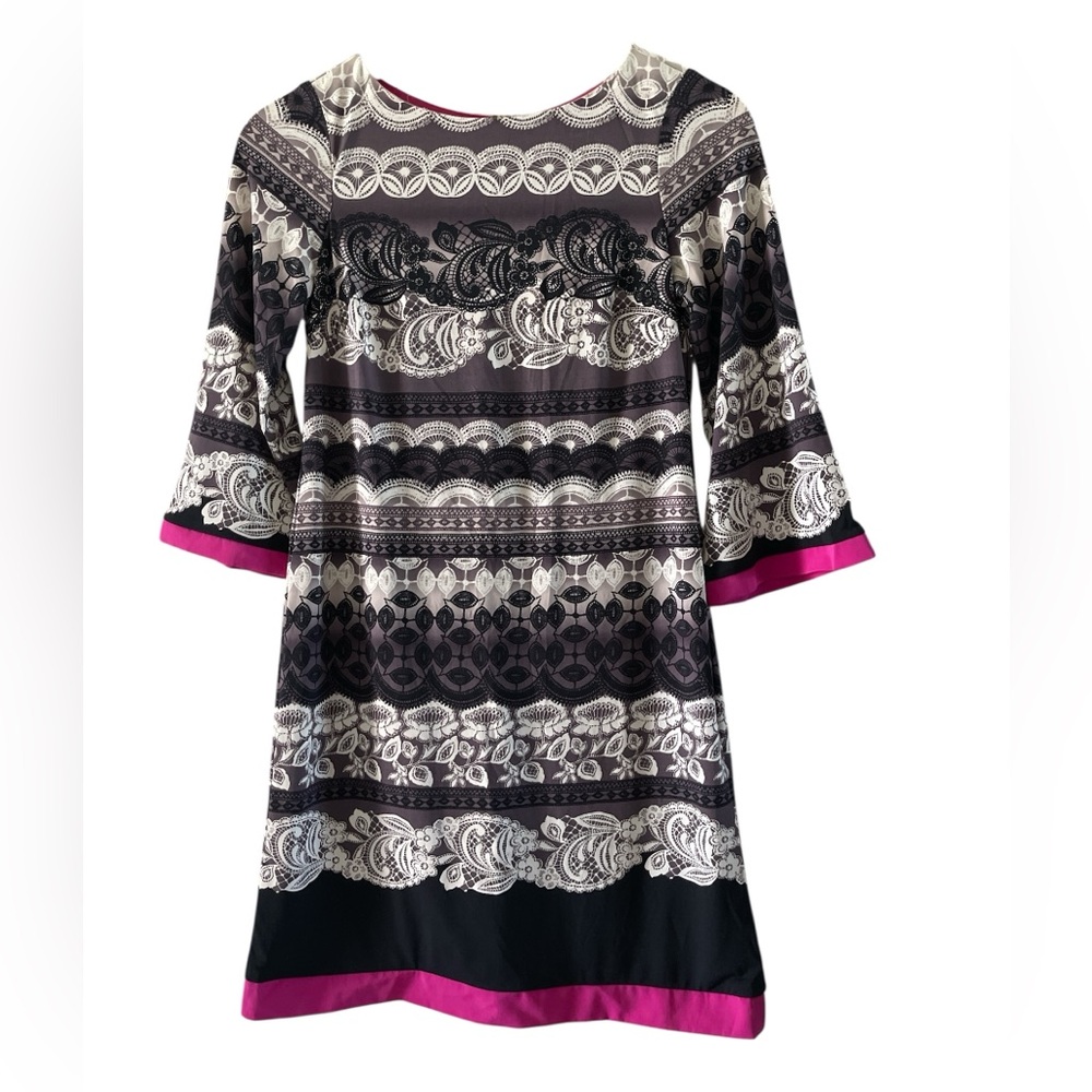 ELIZA J‎ Jersey Floral Lace Pattern Shift Dress Size 6 EUC